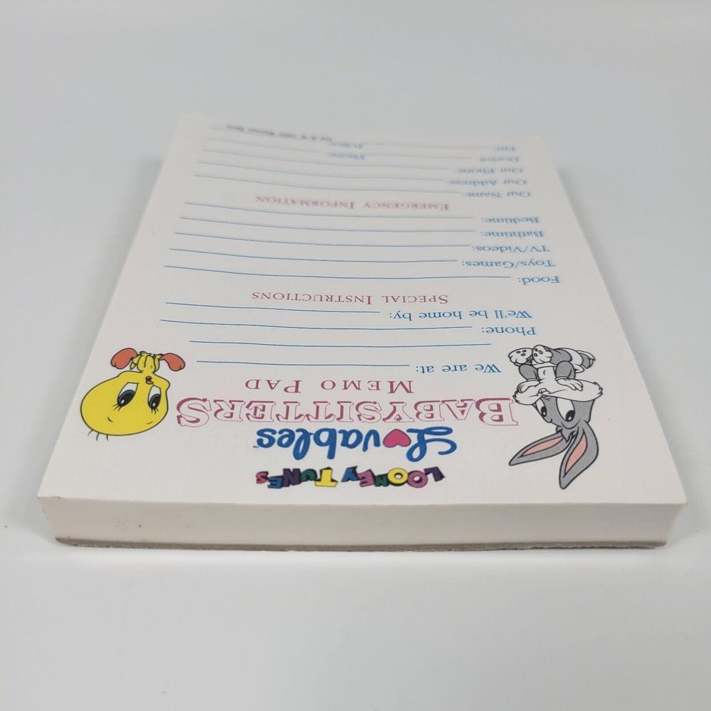 VTG Looney Tunes Lovables Babysitters Memo Pad Baby Bugs Bunny Baby Tweety - Picture 8 of 8